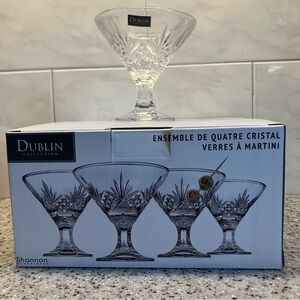 Godinger Dublin Crystal Martini Glass Set, new